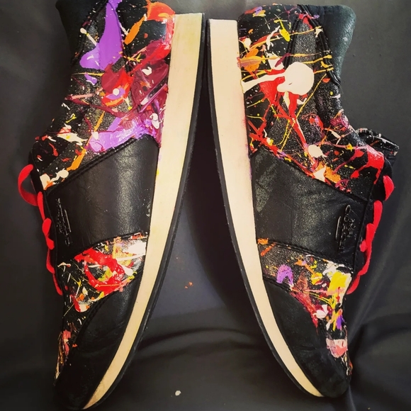 Women's COACH sneakers black with custom splatter design sz. 10B - Picture 5 of 5